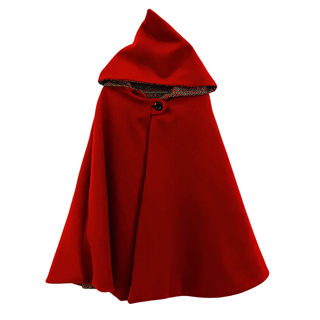 Red cape with floral lining