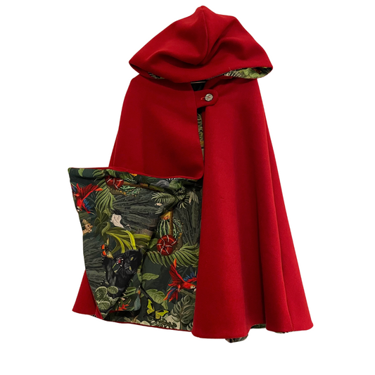 Red cape with jungle lining